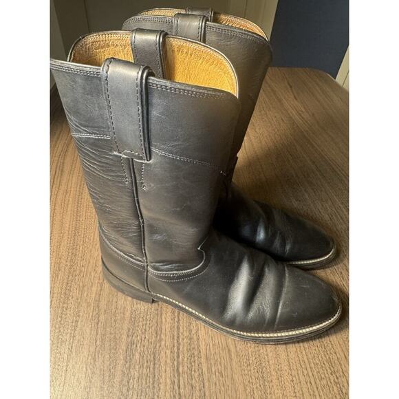 Black Justin Ropers Western Cowboy Boots - Picture 1 of 6